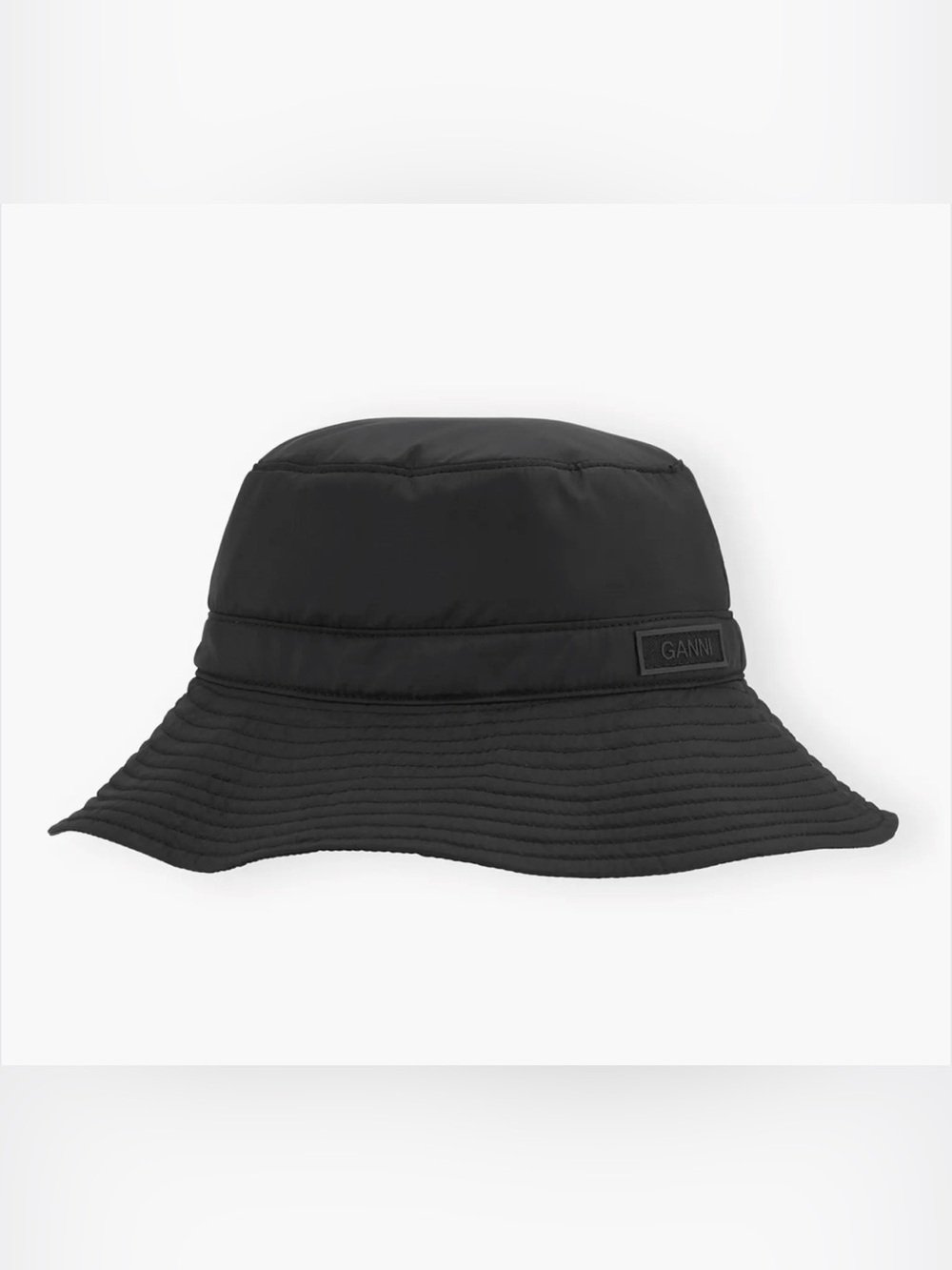Ganni Black Bucket Hat with Logo Band